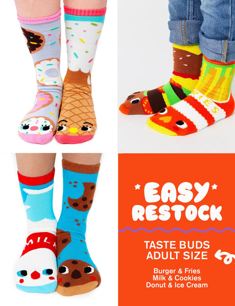 EASY RESTOCK (18 Pairs) Mismatched Food Socks