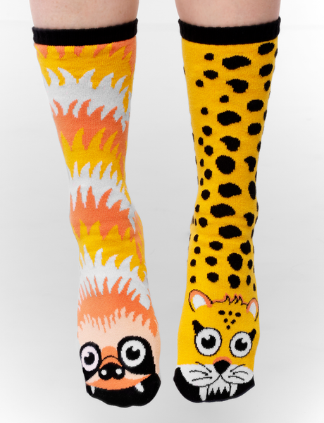 SLOTH & CHEETAH DAD OR MOM AND ME SOCK SET