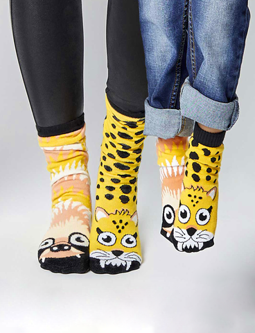 SLOTH & CHEETAH DAD OR MOM AND ME SOCK SET