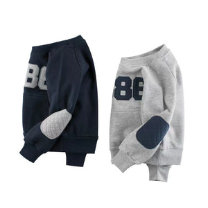 Baby Boy Numbers Embroidered Pattern Solid Hoodies With Pocket