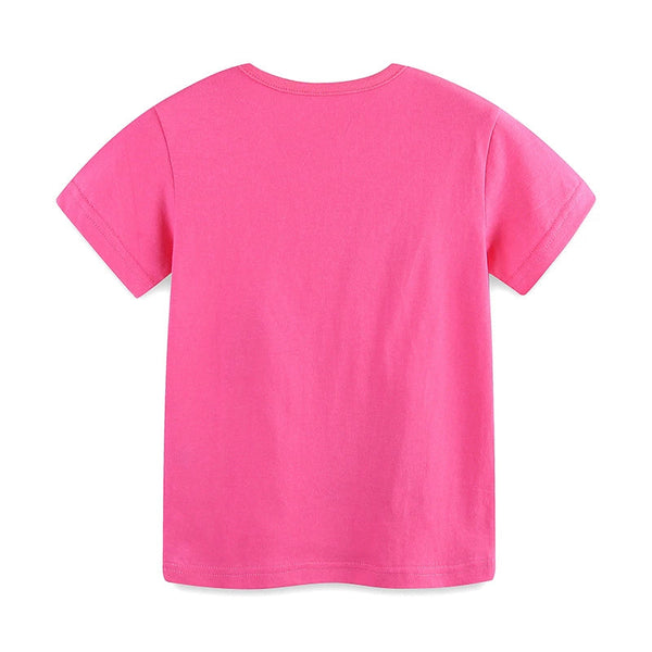 Summer Girls’ Rainbow and Heart Pattern T-shirt in European and American Style