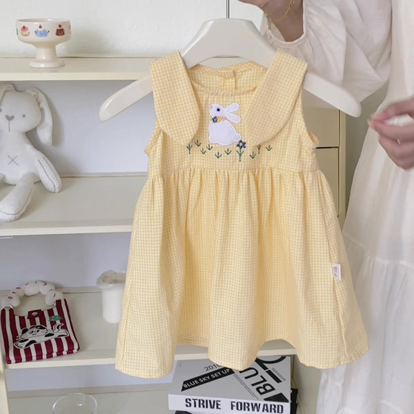 Summer Hot Selling Baby Kids Girls Princess Sleeveless Plaid Dress