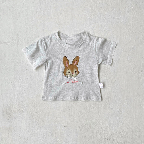 Summer Hot Selling Baby Kids Girls Short Sleeves Cartoon Rabbit Pattern T-shirt