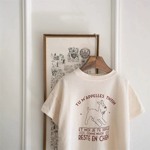 Summer Hot Selling Baby Kids Unisex Short Sleeves Cartoon Puppy Pattern T-shirt