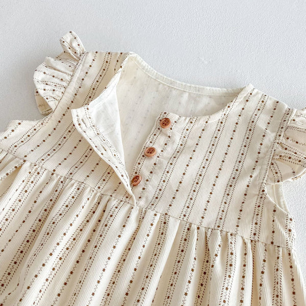 Summer Arrival Baby Girls Fly Sleeves Striped Pattern Rompers