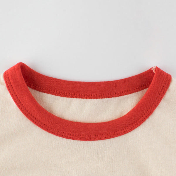 Baby Cartoon Animal Graphic Color block Neck & Sleeves Summer Tee