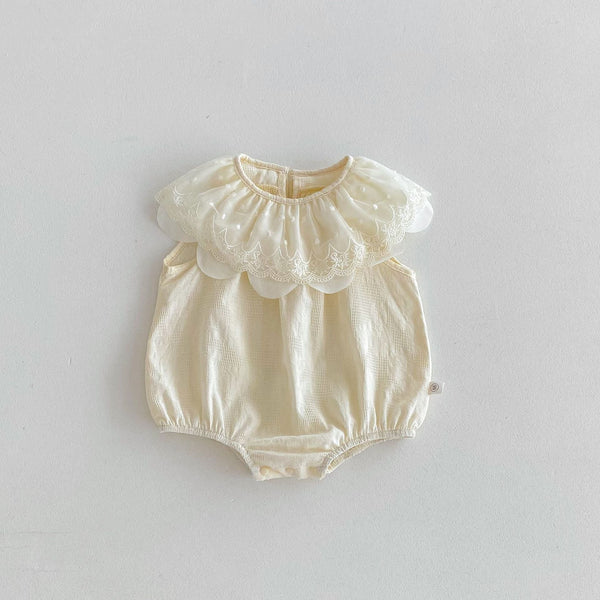 Summer Arrival Baby Girls Lace Embroidery Collar Sleeveless Onesies