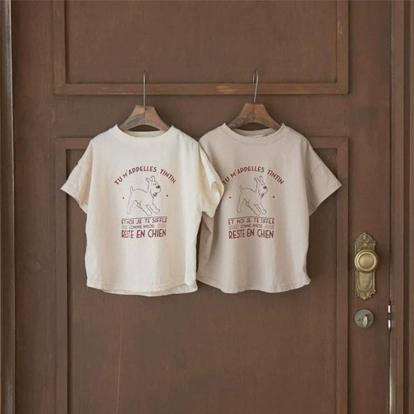 Summer Hot Selling Baby Kids Unisex Short Sleeves Cartoon Puppy Pattern T-shirt
