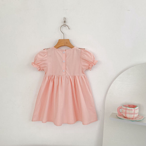 Summer Baby Girls French-style Flowers Pattern Short Sleeves Color Patchwork Onesies and Dress – Princess Sister Matching Set