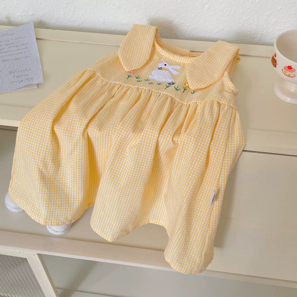 Summer Hot Selling Baby Kids Girls Princess Sleeveless Plaid Dress