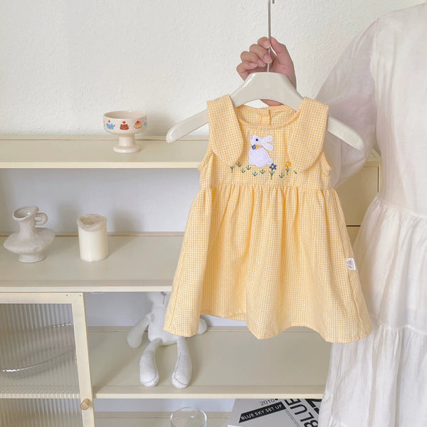 Summer Hot Selling Baby Kids Girls Princess Sleeveless Plaid Dress