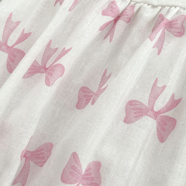 Summer Baby Girls French-style Butterfly-bow Pattern Short Sleeves Onesies and Dress – Princess Sister Matching Set