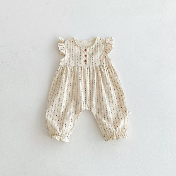 Summer Arrival Baby Girls Fly Sleeves Striped Pattern Rompers